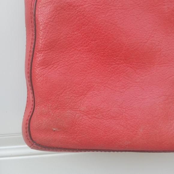 Fossil Red/Orange Leather Shoulder Bag Key Charm, Flawed - Picture 6 of 13